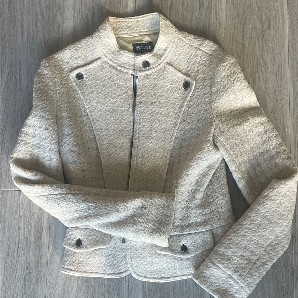 Jean Paul Gaultier Cream Quilted bomber jacket - Designer find - Street euro